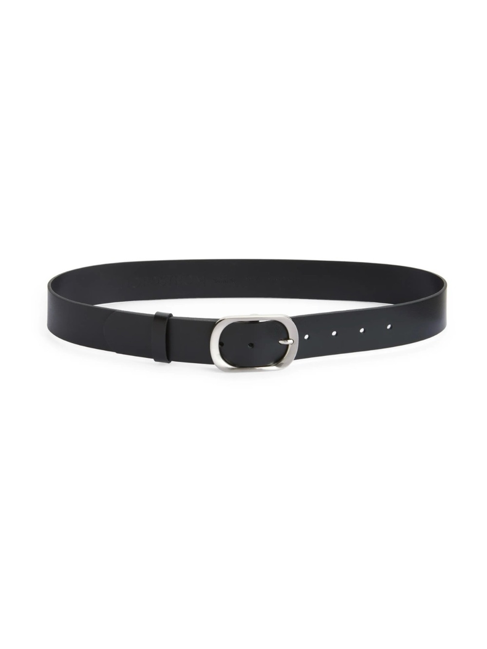 NORDSTROMS Oval Buckle Leather Belt -  Silver / Black